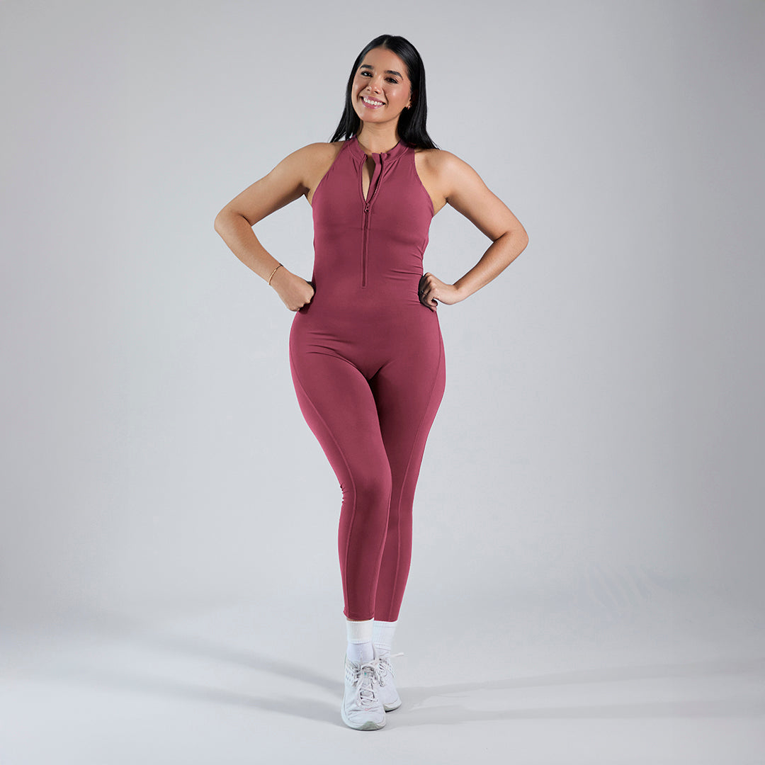 Jumpsuit depotivo pushup con espalda escotada vino