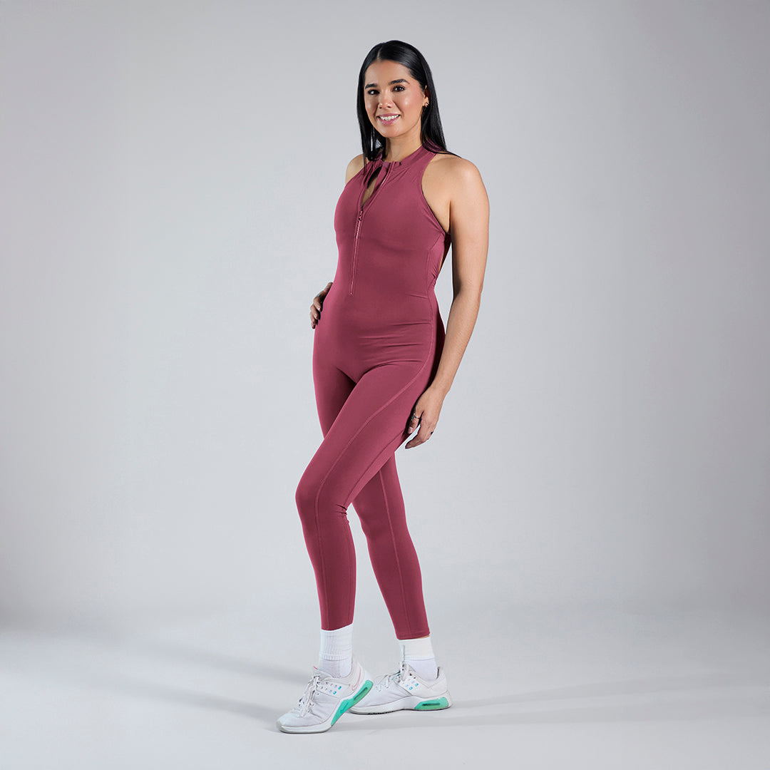 Jumpsuit depotivo pushup con espalda escotada vino