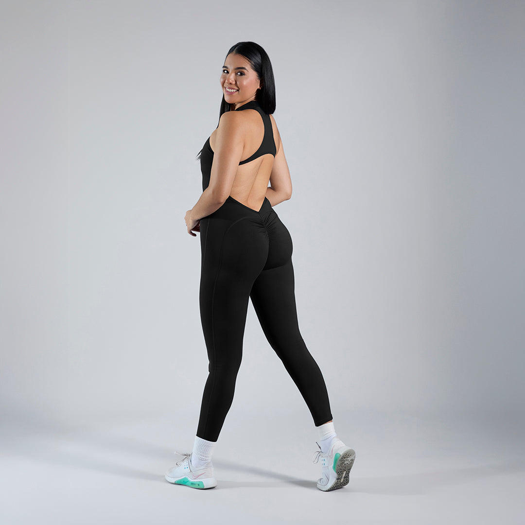 Jumpsuit depotivo pushup con espalda escotada negro