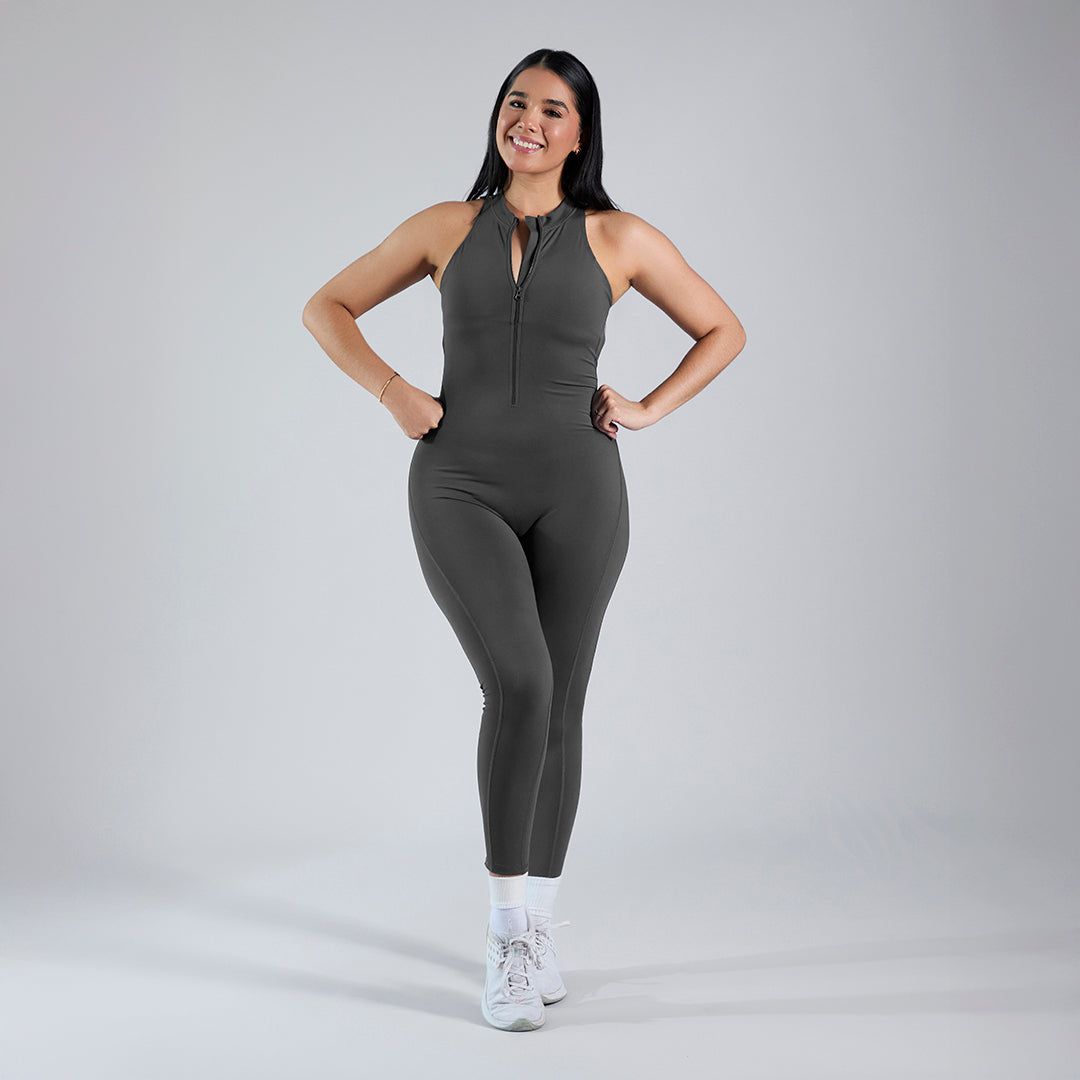 Jumpsuit depotivo pushup con espalda escotada gris