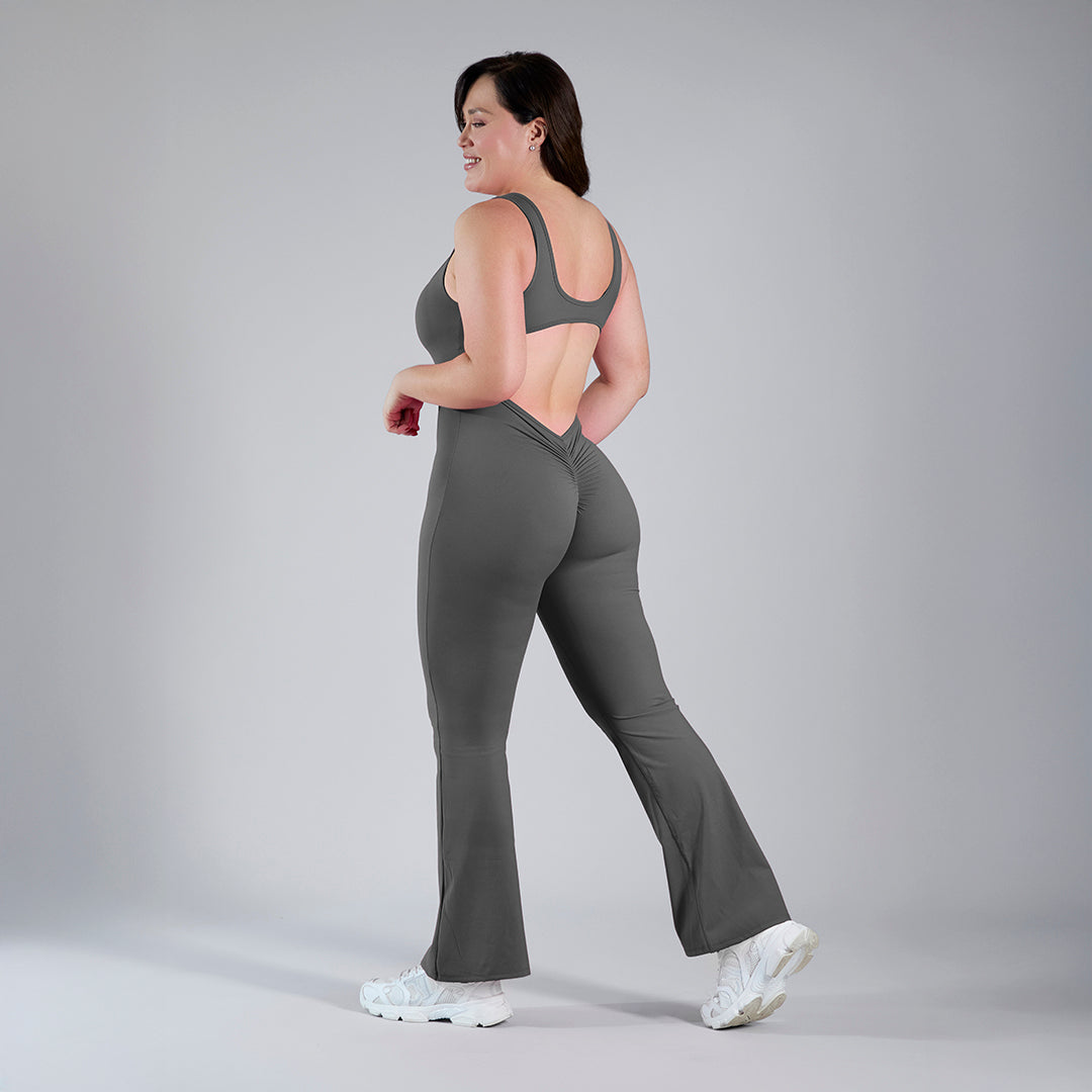 Jumpsuit deportivo acampanado gris