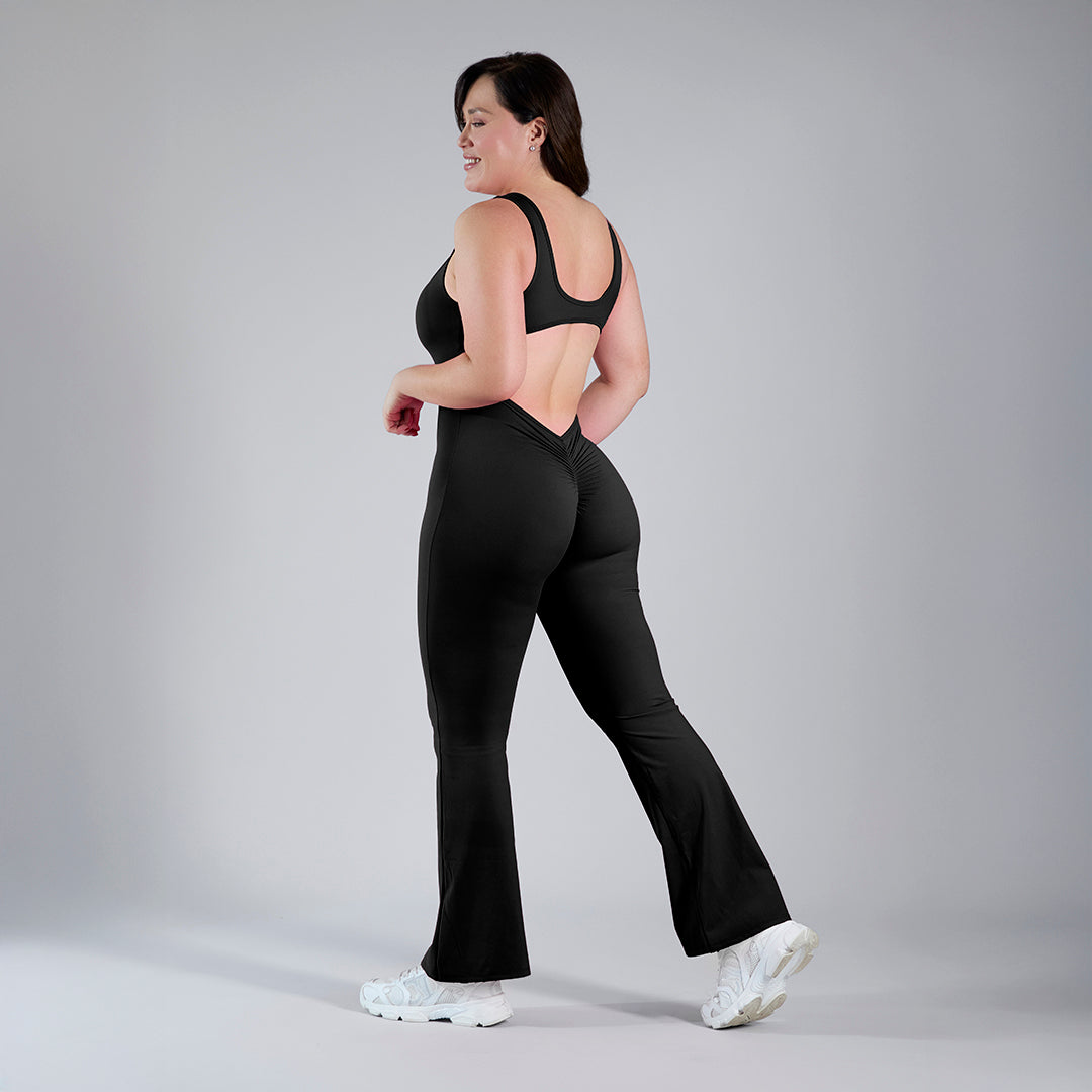 Jumpsuit deportivo acampanado negro