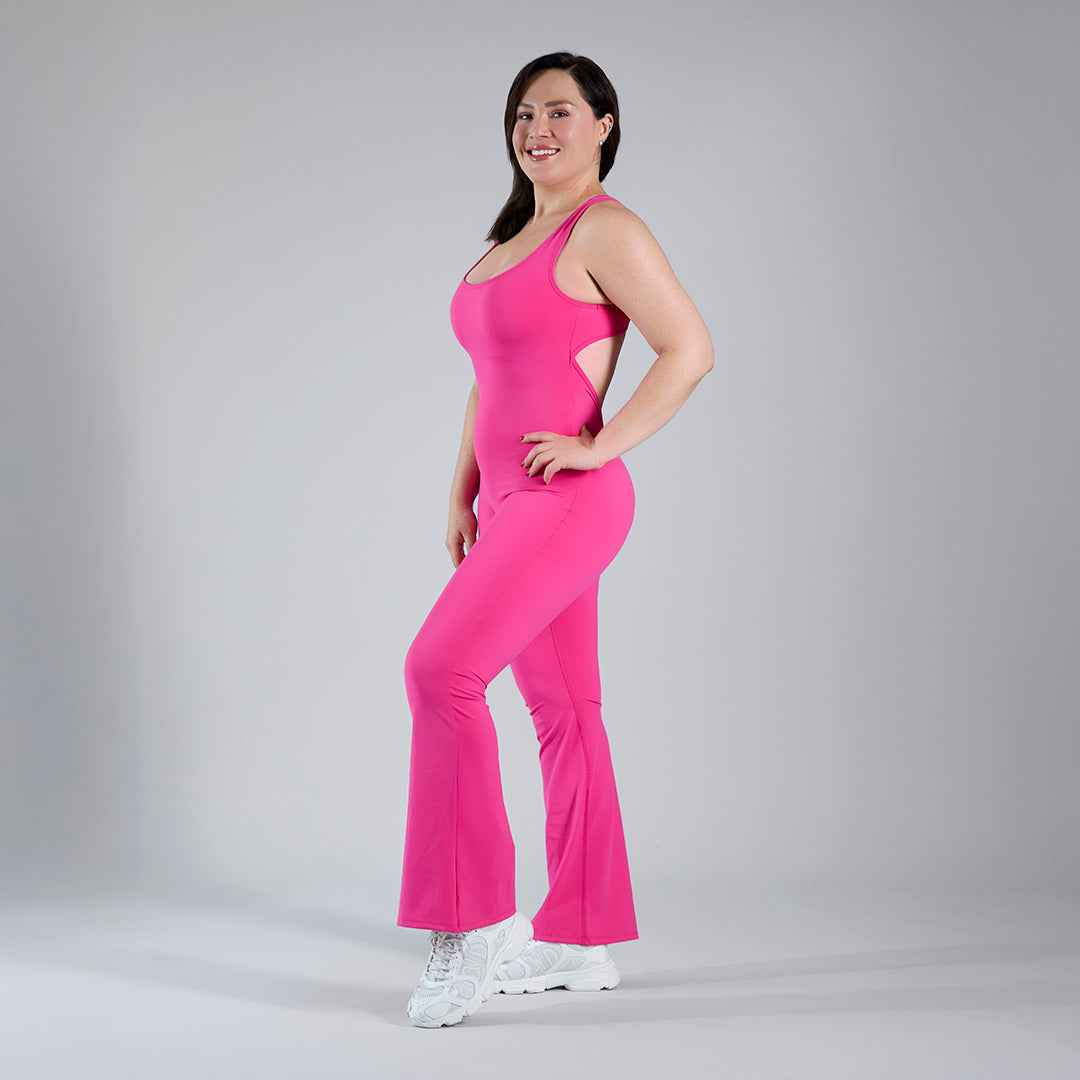 Jumpsuit deportivo acampanado fucsia