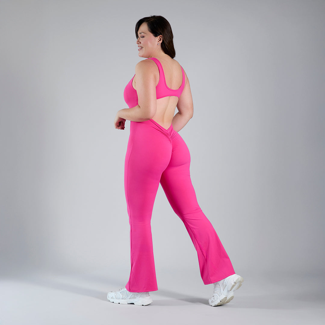 Jumpsuit deportivo acampanado fucsia