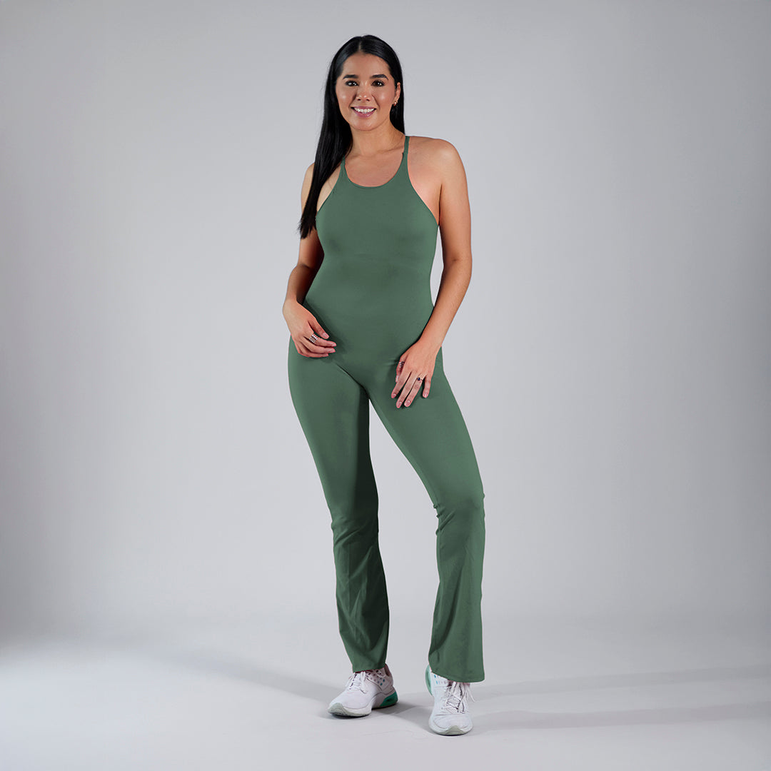 Jumpsuit deportivo pushup acampanado verde