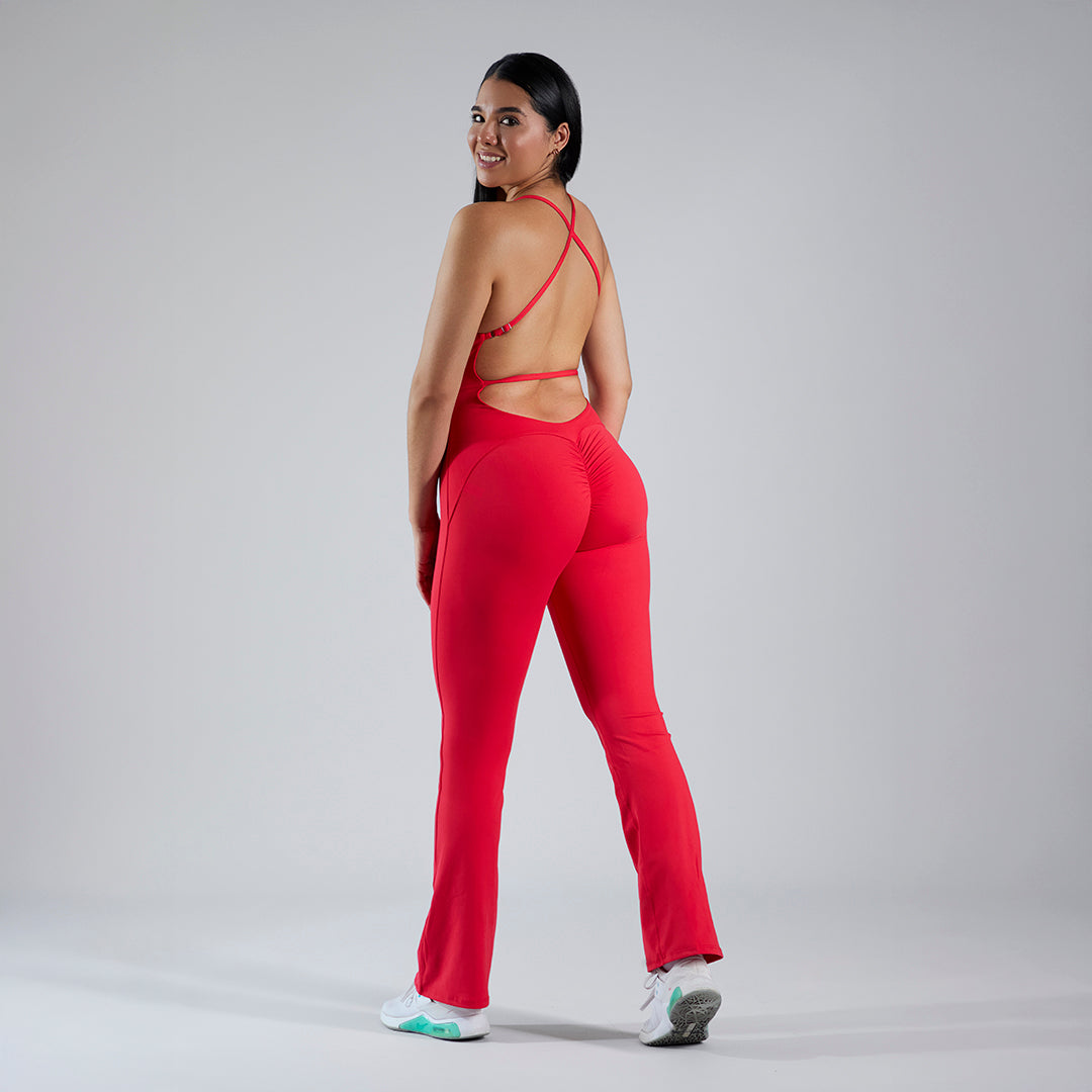 Jumpsuit deportivo pushup acampanado rojo
