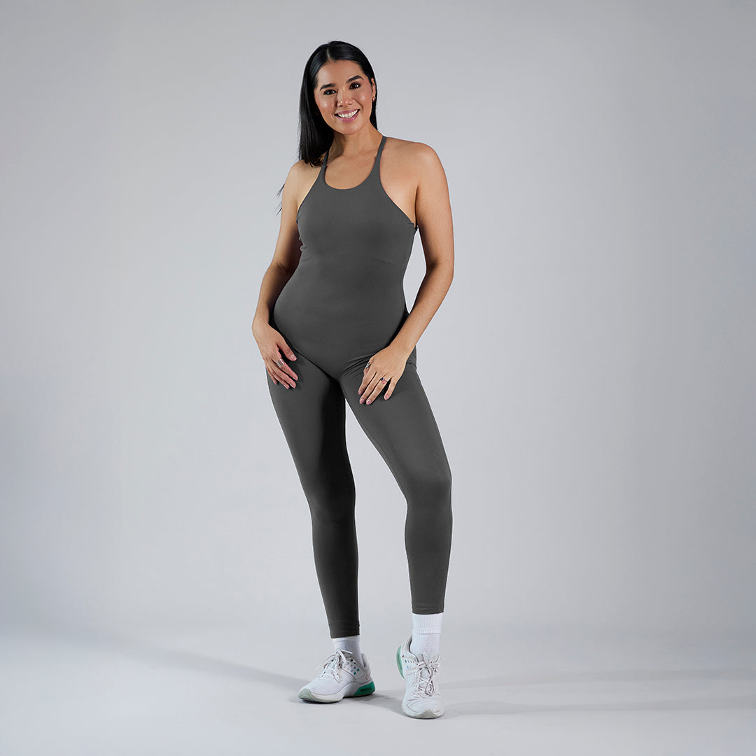 Jumpsuit deportivo pushup espalda descubierta gris