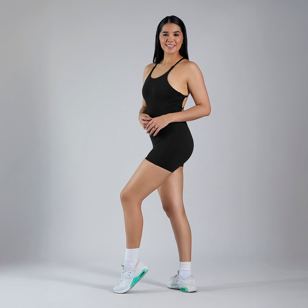 Jumpsuit deportivo en short pushup espalda descubierta negro