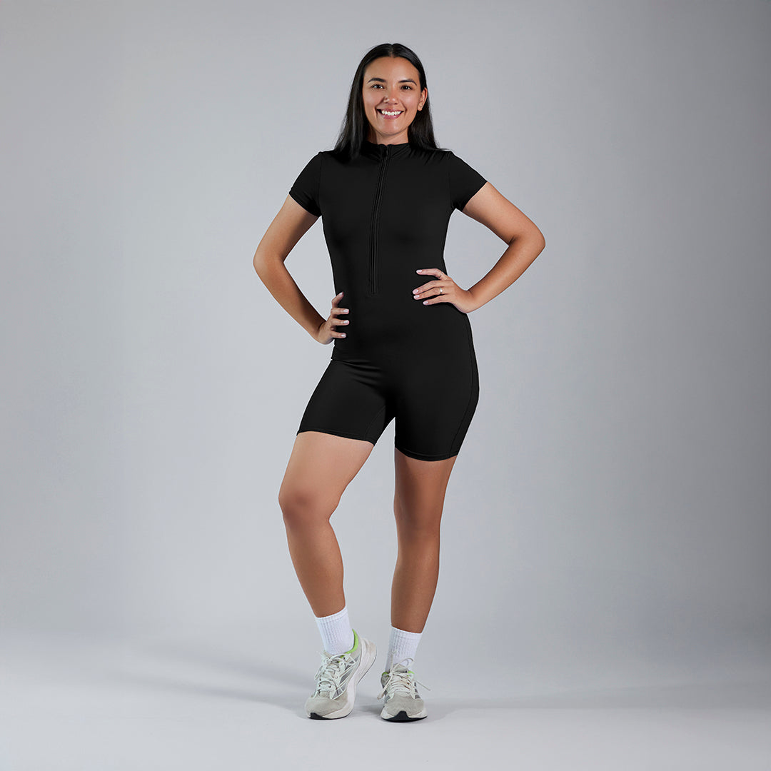 Jumpsuit deportivo en short manga corta negro