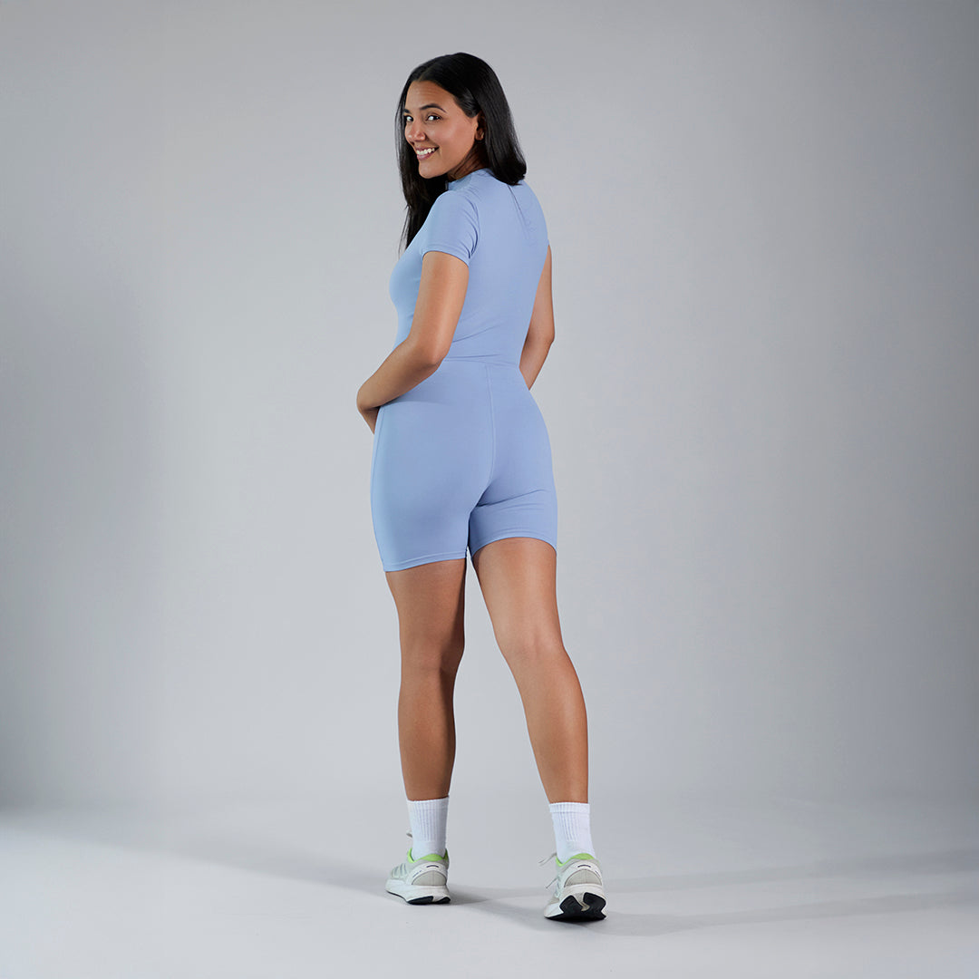 Jumpsuit deportivo en short manga corta azul