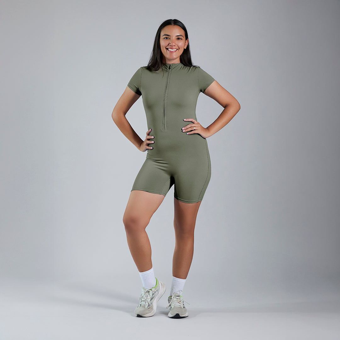 Jumpsuit deportivo en short manga corta verde