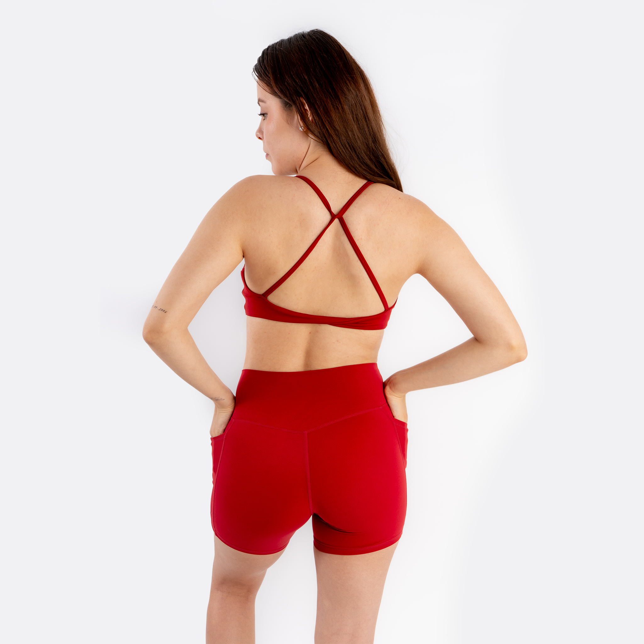 Short deportivo biker licra rojo