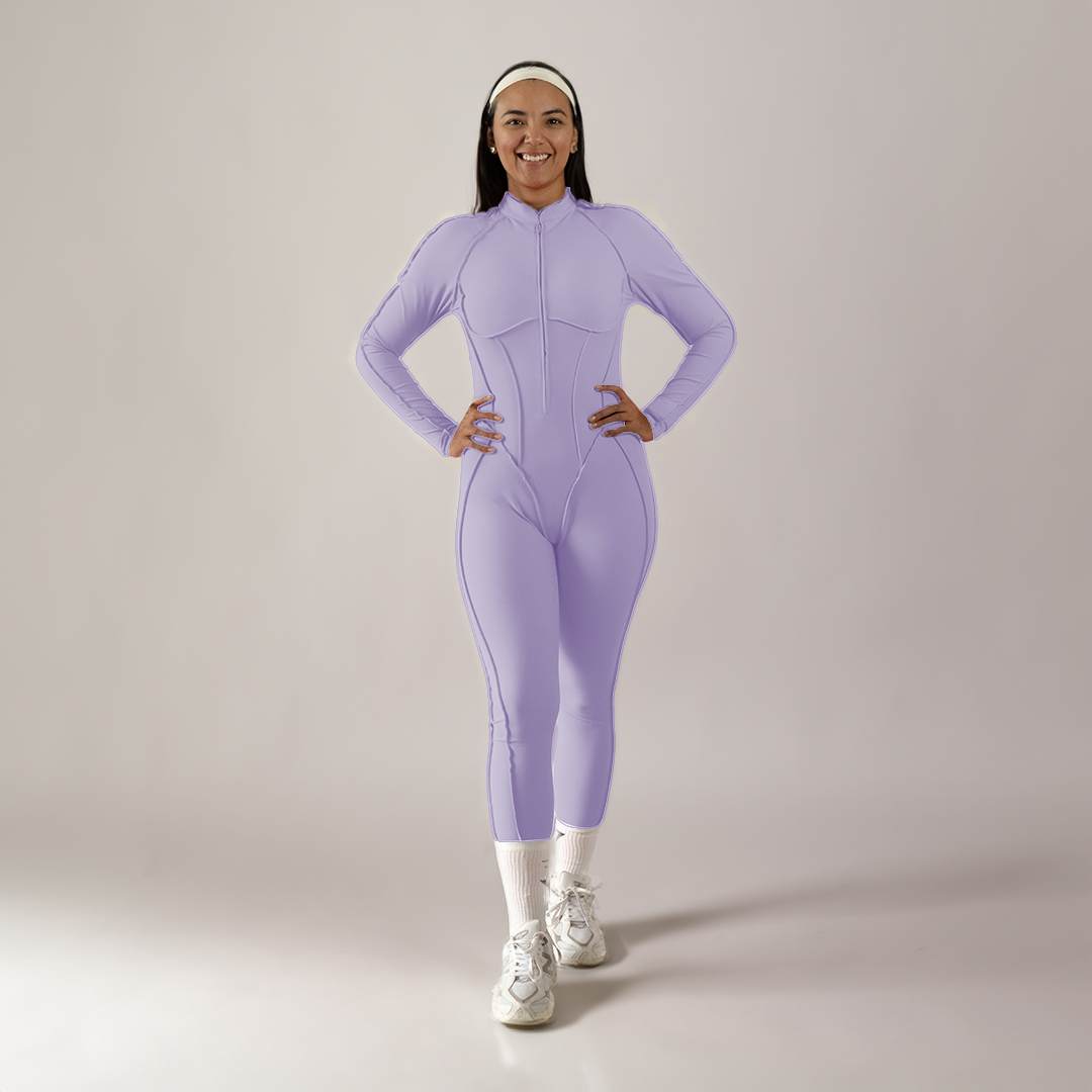 Jumpsuit depotivo en legging con espalda escotada lila