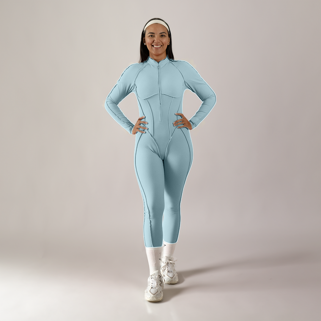 Jumpsuit depotivo en legging con espalda escotada azul