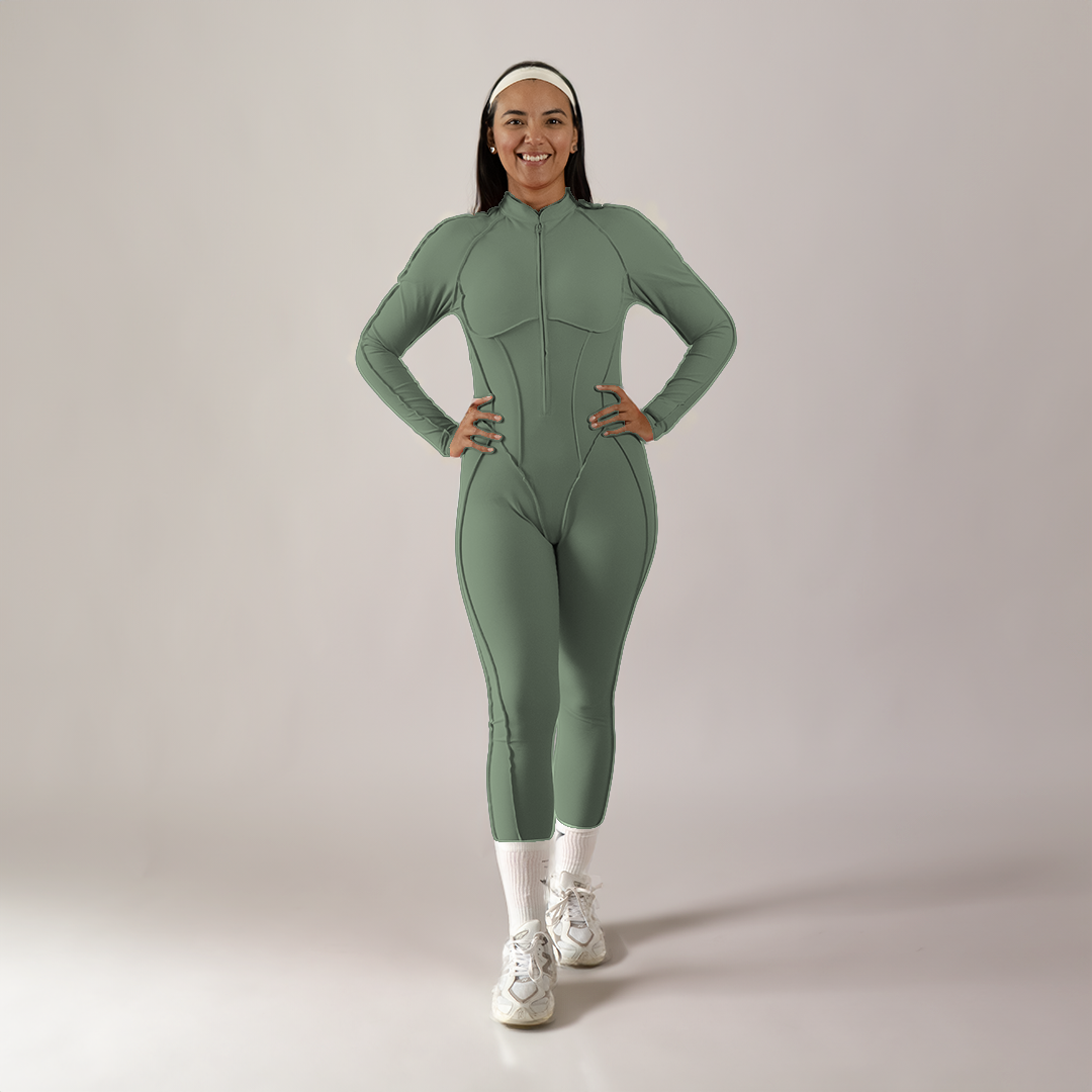 Jumpsuit depotivo en legging con espalda escotada verde
