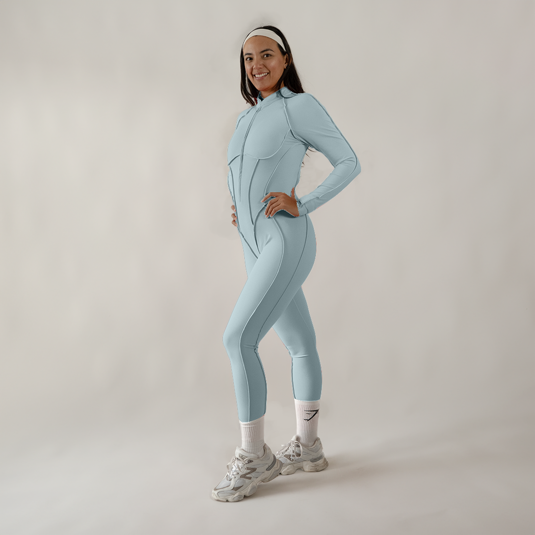 Jumpsuit depotivo en legging con espalda escotada azul