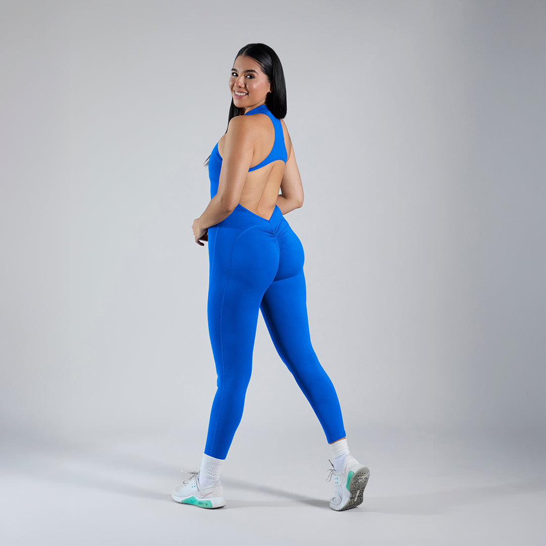 Jumpsuit depotivo pushup con espalda escotada azul
