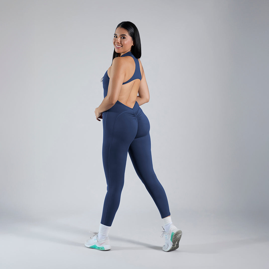 Jumpsuit depotivo pushup con espalda escotada azul rey