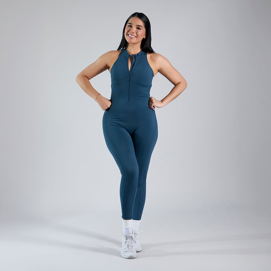 Jumpsuit depotivo pushup con espalda escotada verde botella