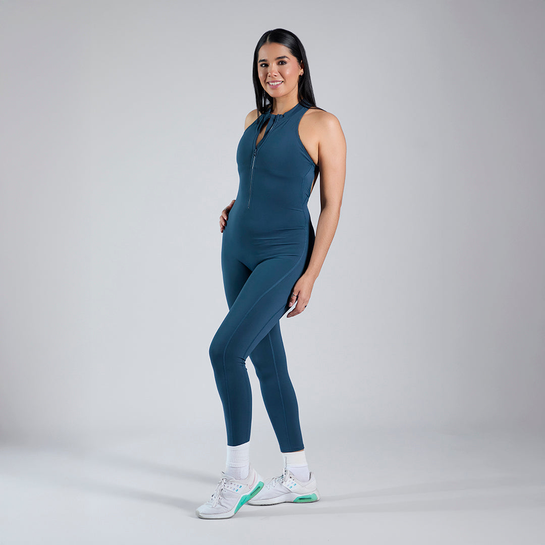 Jumpsuit depotivo pushup con espalda escotada verde botella