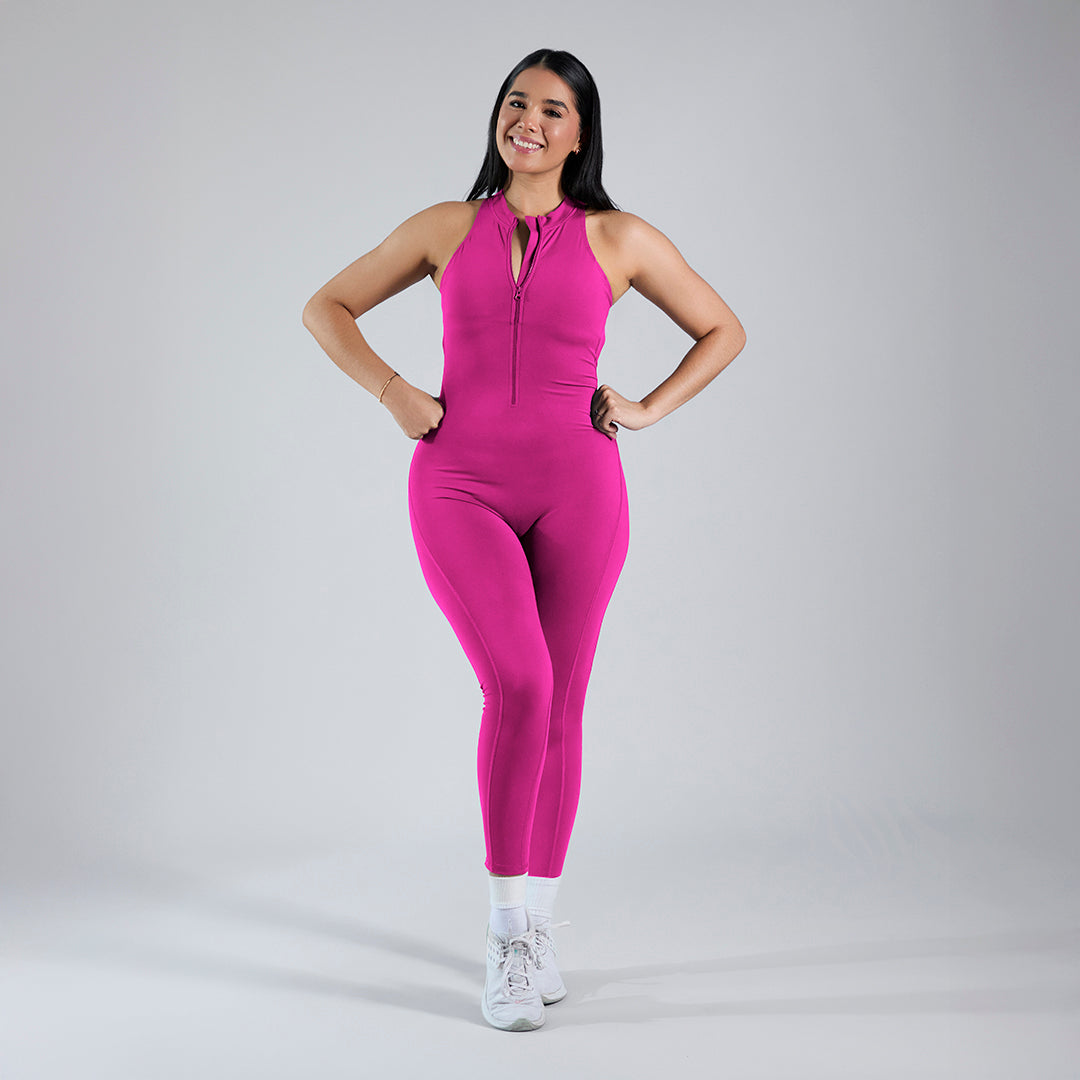Jumpsuit depotivo pushup con espalda escotada fucsia
