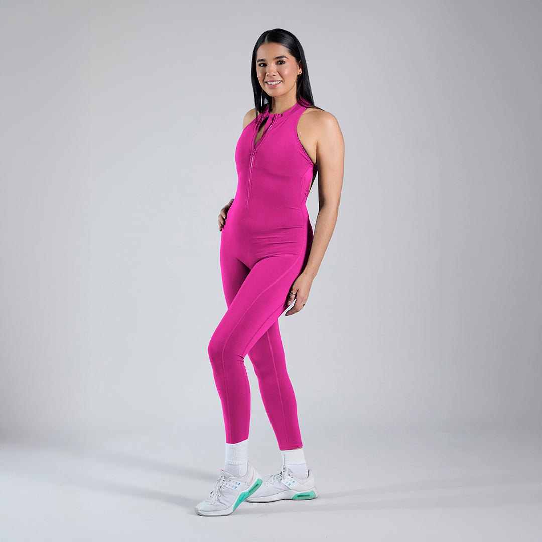 Jumpsuit depotivo pushup con espalda escotada fucsia