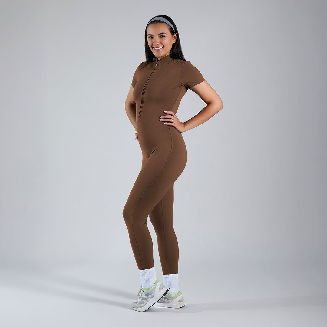 Jumpsuit deportivo manga corta mocha