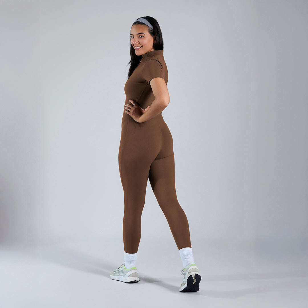 Jumpsuit deportivo manga corta mocha