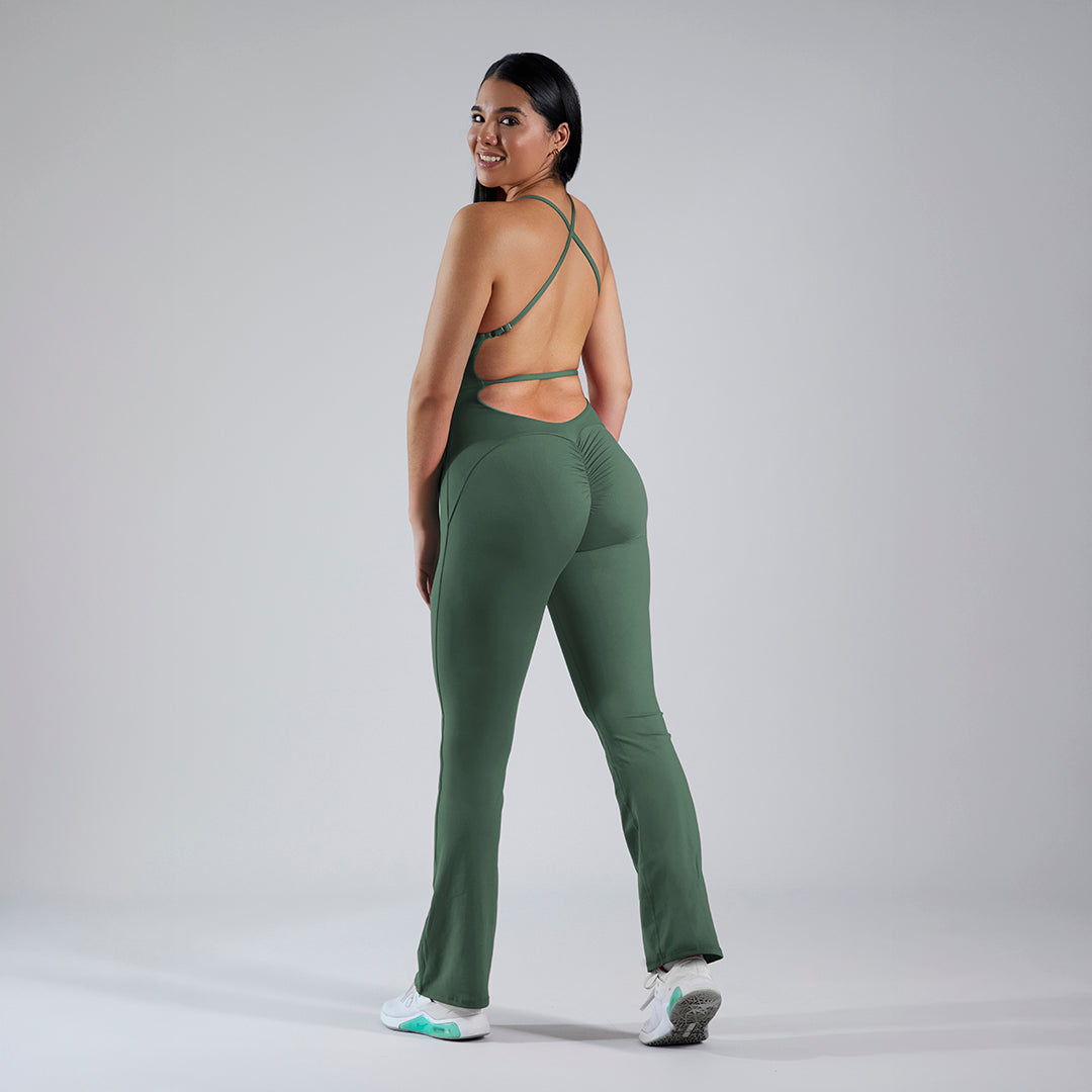 Jumpsuit deportivo pushup acampanado verde