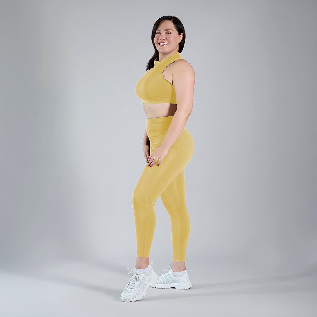 Conjunto deportivo croptop y legging amarillo