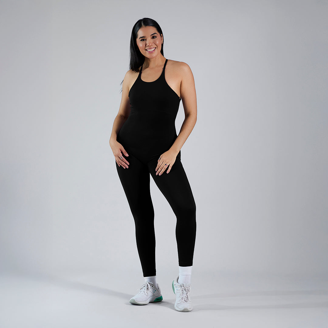 Jumpsuit deportivo pushup espalda descubierta negro