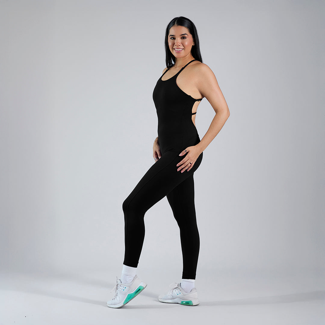 Jumpsuit deportivo pushup espalda descubierta negro