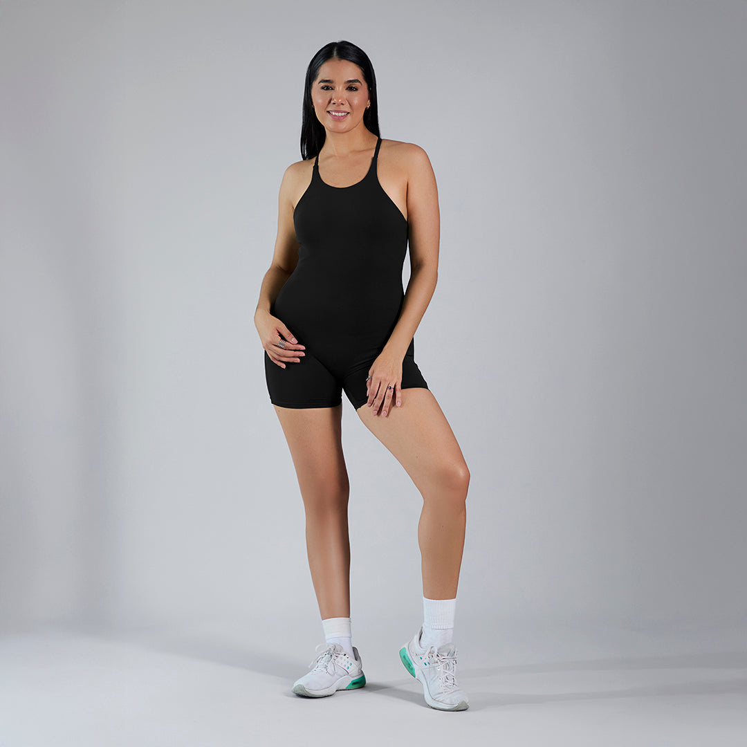 Jumpsuit deportivo en short pushup espalda descubierta negro