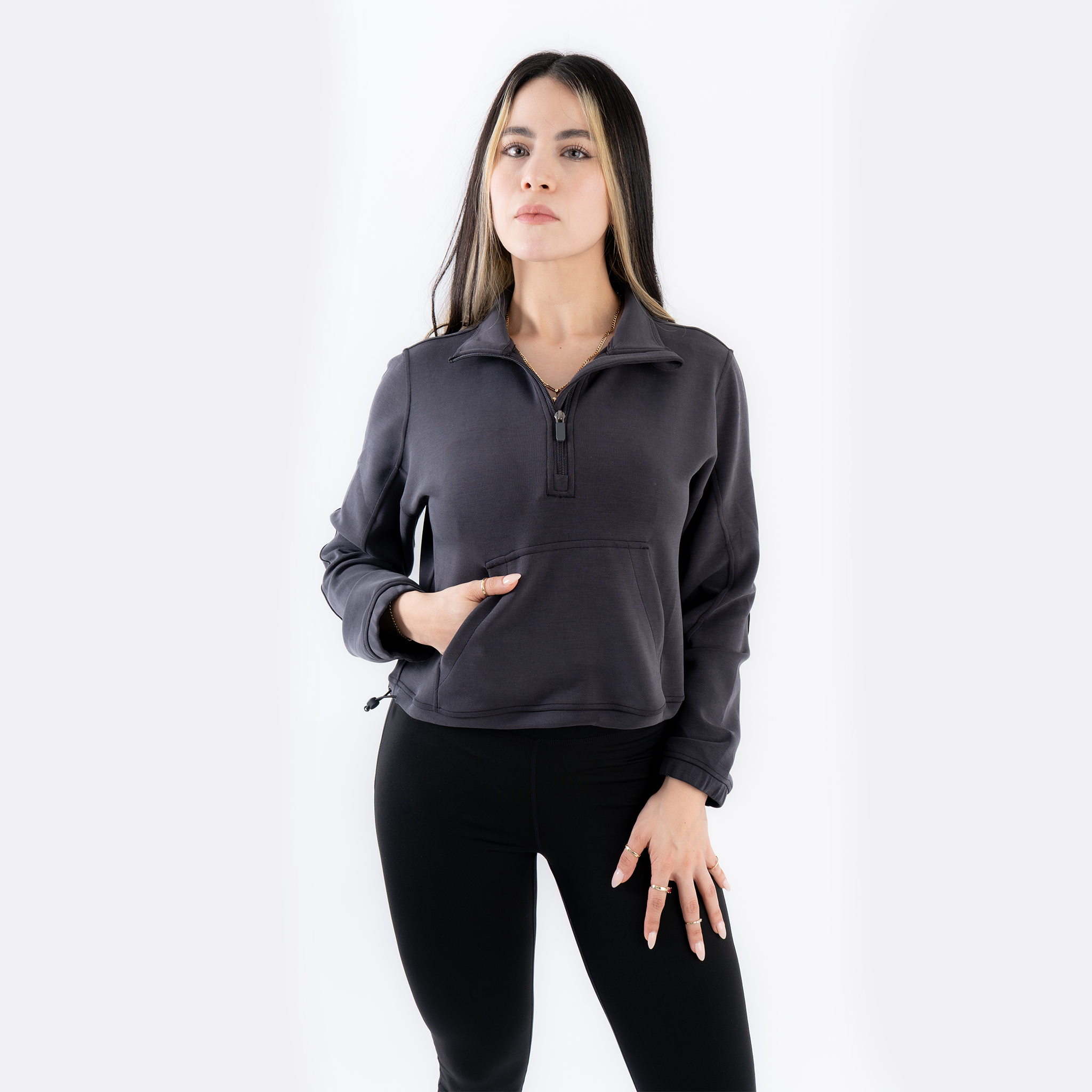 Sudadera Crop con Cierre