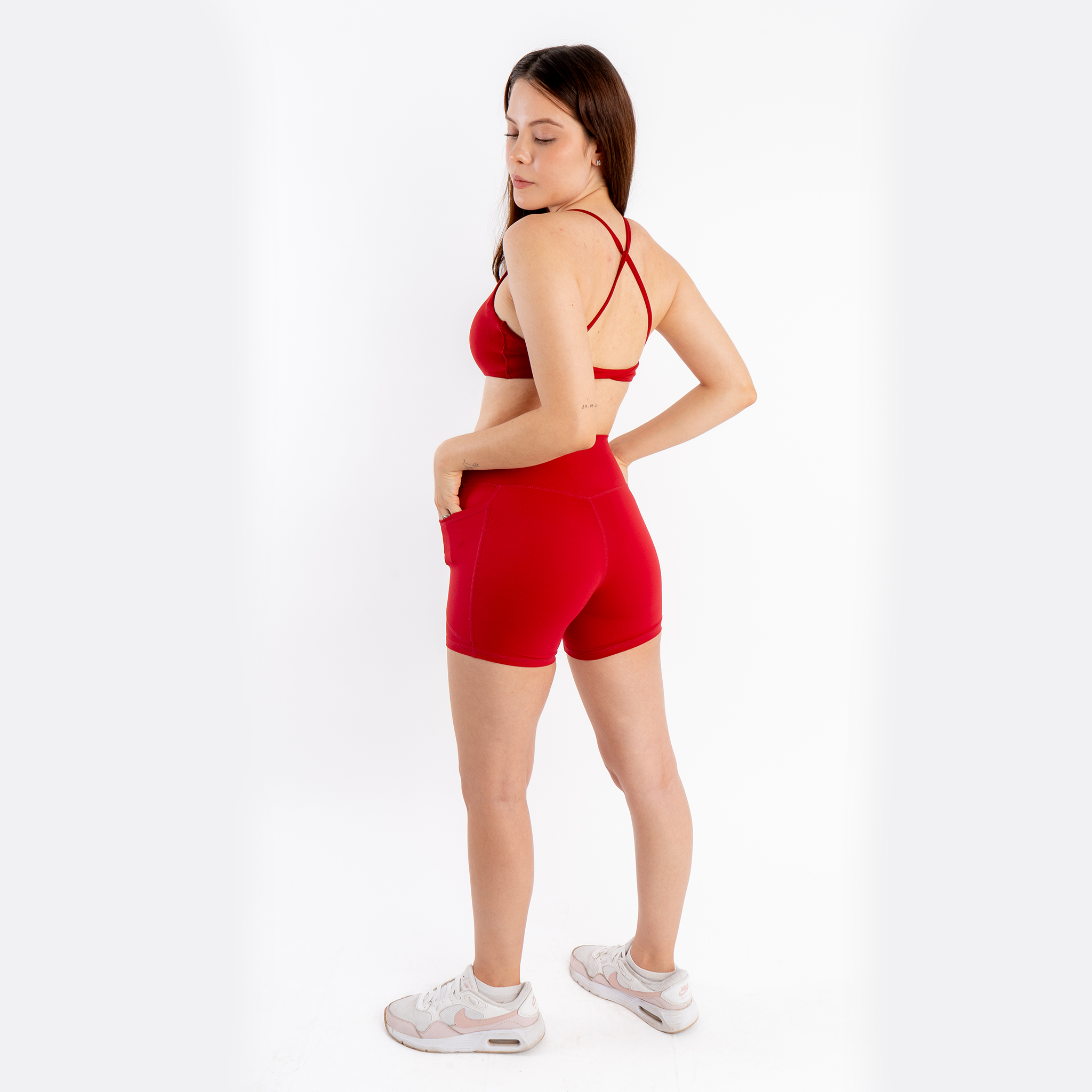 Short deportivo biker licra rojo