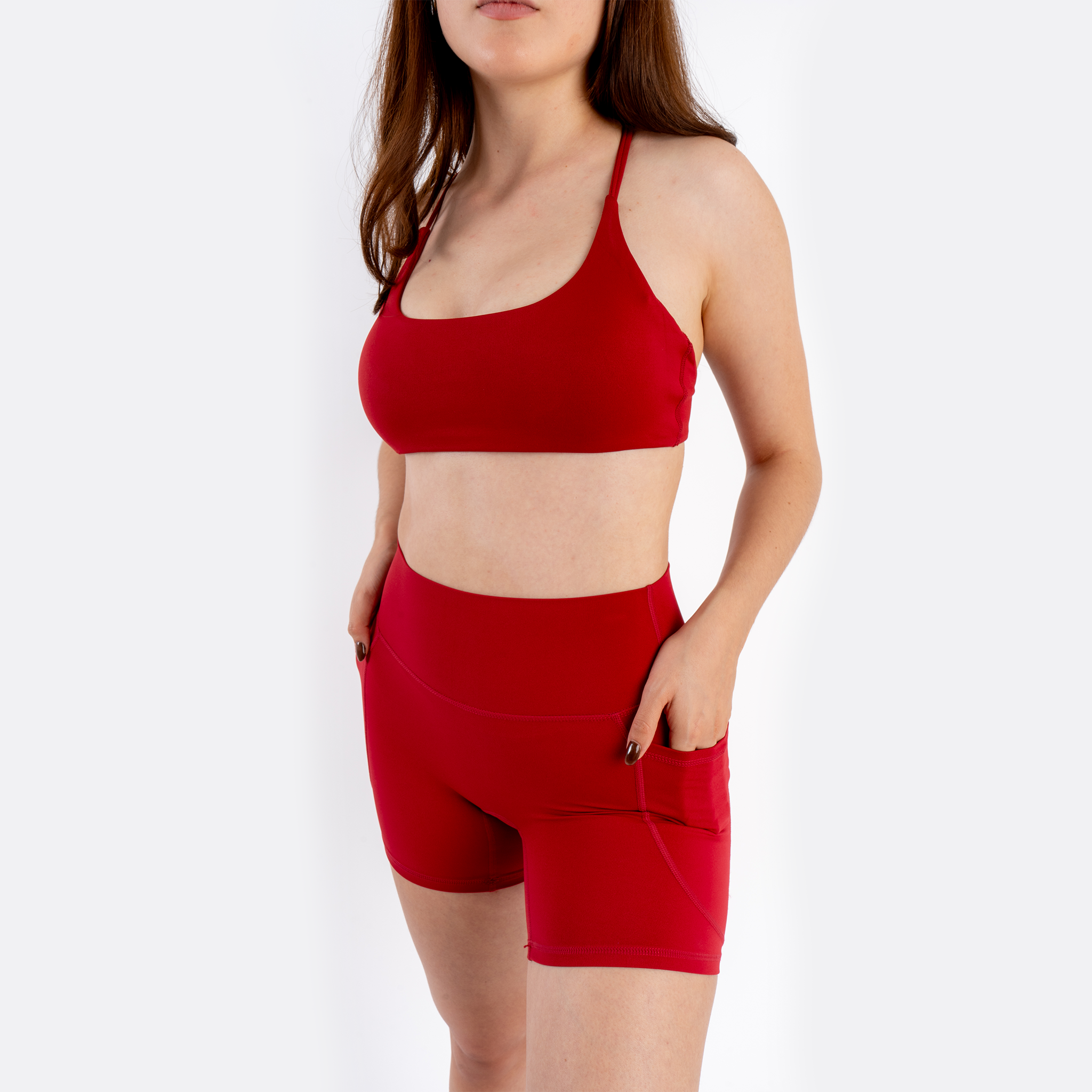 Short deportivo biker licra rojo