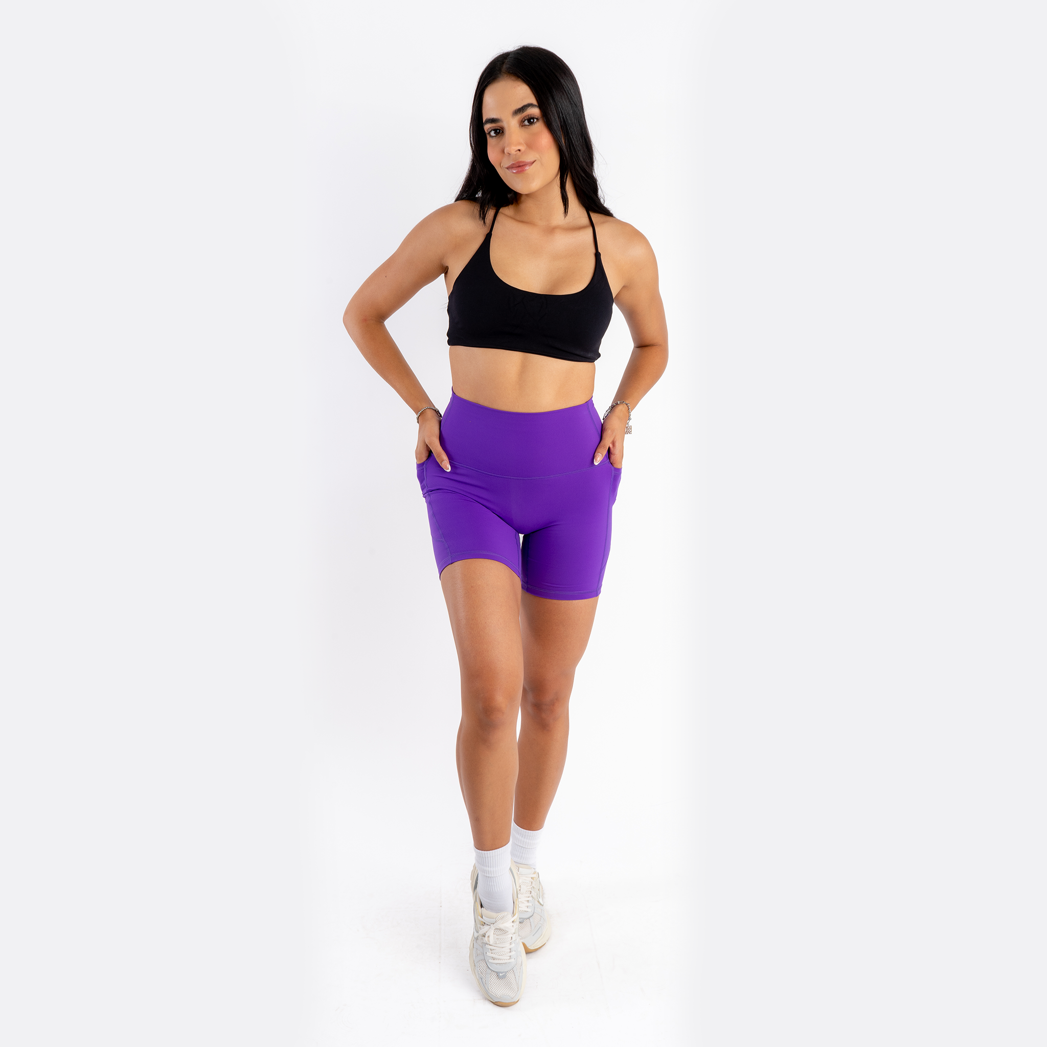 Short deportivo biker licra morado