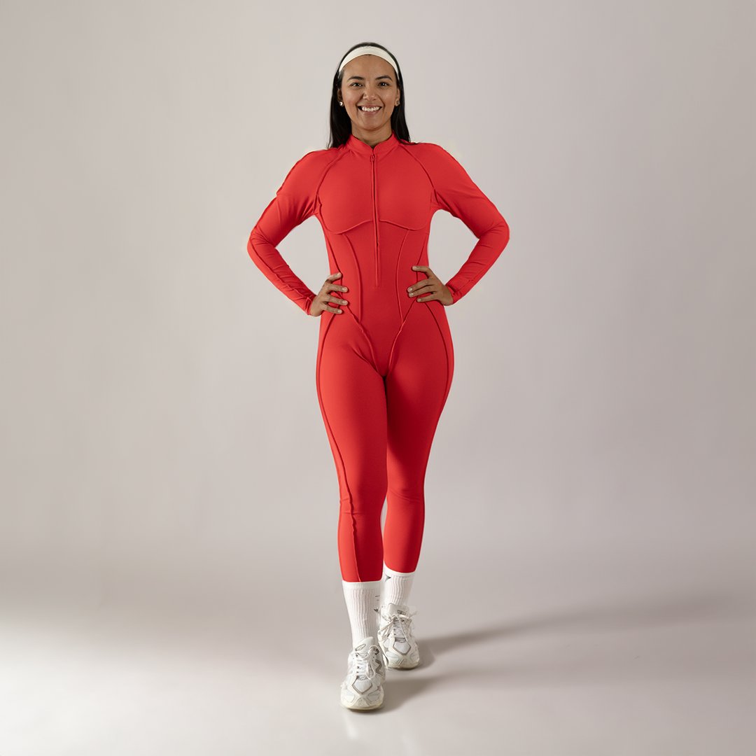 Jumpsuit depotivo en legging con espalda escotada rojo