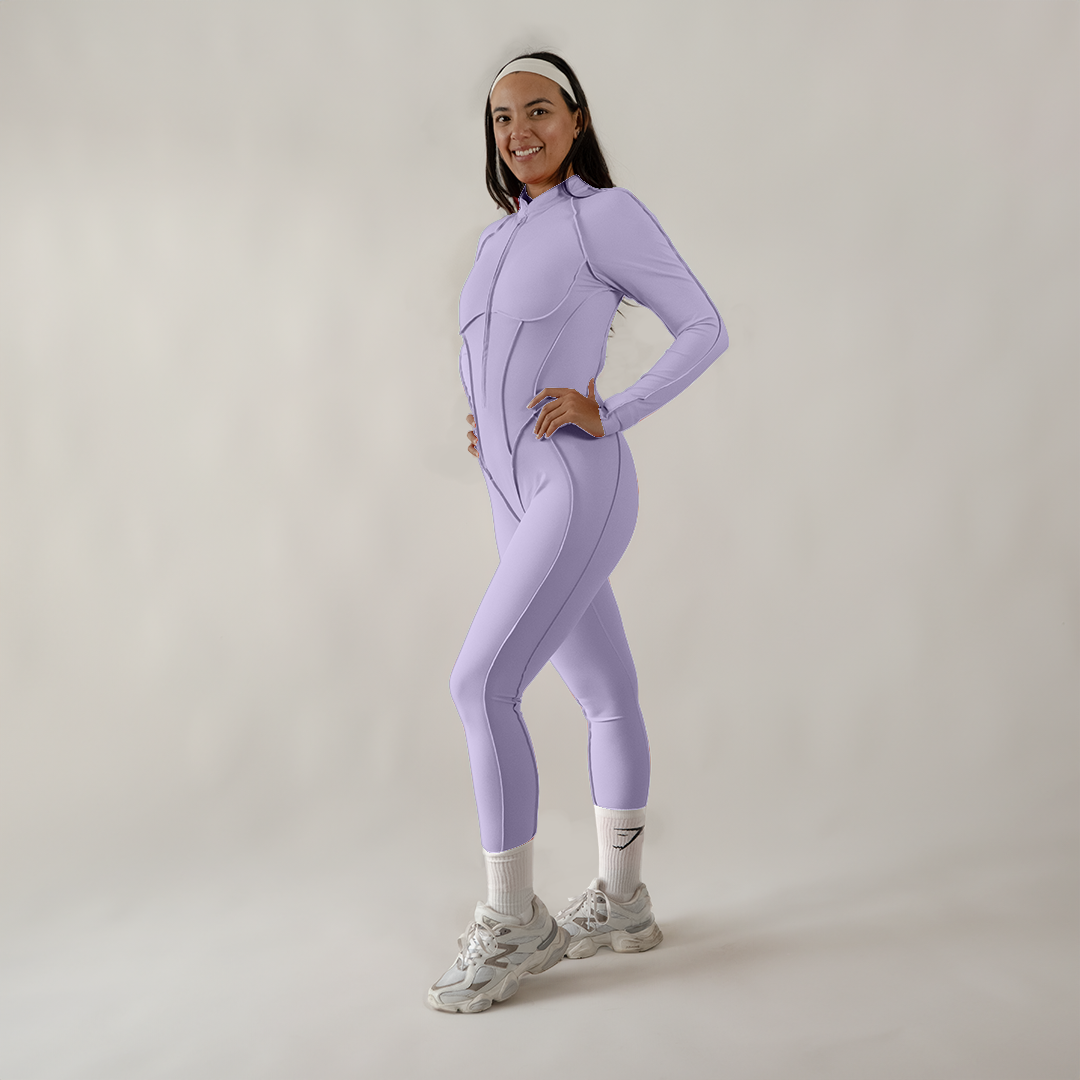 Jumpsuit depotivo en legging con espalda escotada lila