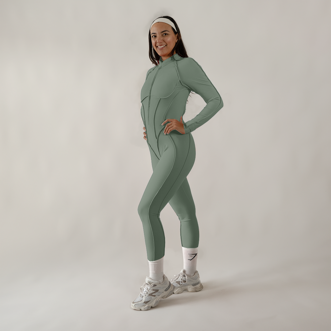 Jumpsuit depotivo en legging con espalda escotada verde