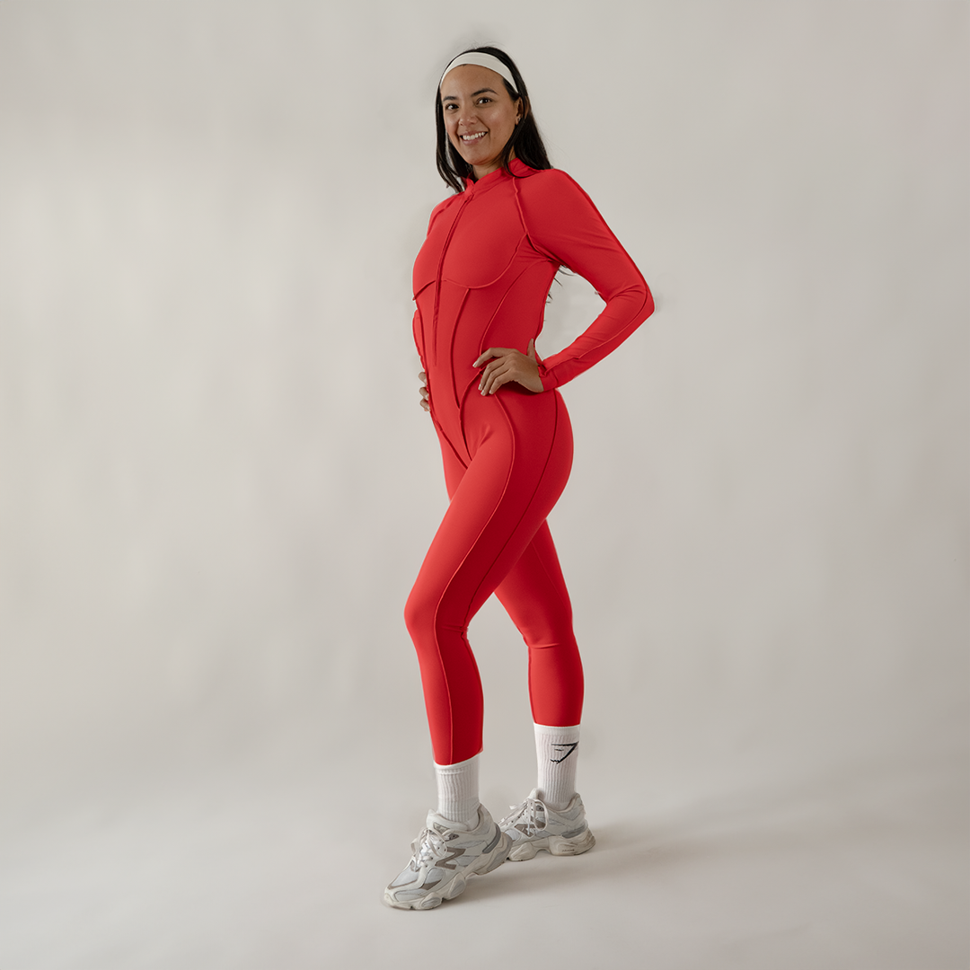 Jumpsuit depotivo en legging con espalda escotada rojo